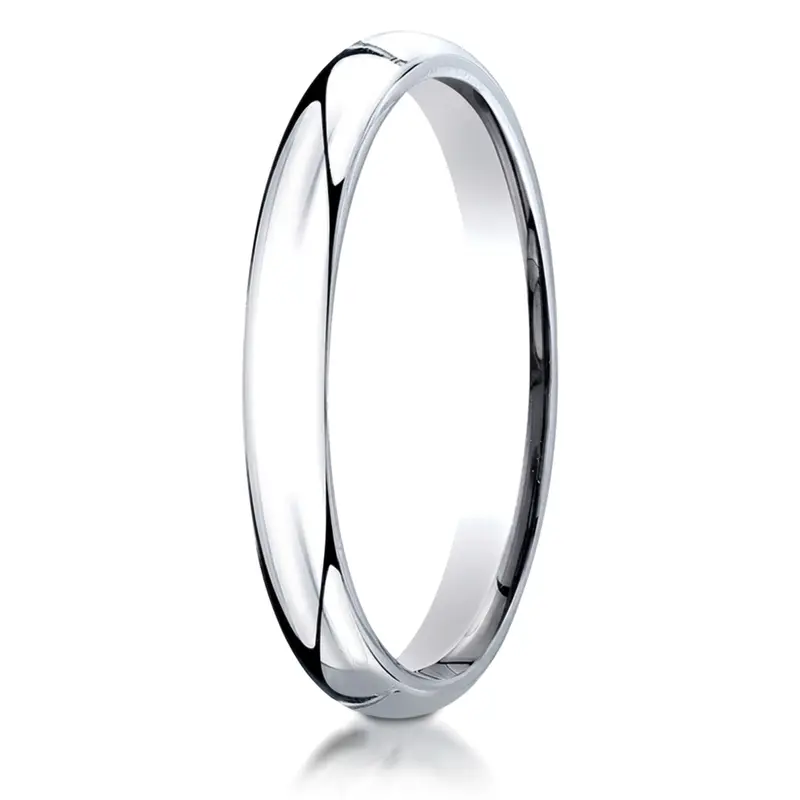 10K white gold 3mm. high polish Benchmark-Plain-Dome-Comfort-Fit-Wedding-Band - alternate view 2