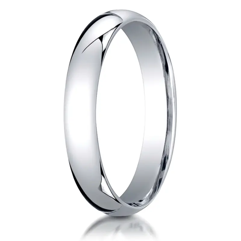10K white gold 4mm. high polish Benchmark-Plain-Dome-Comfort-Fit-Wedding-Band - alternate view 4