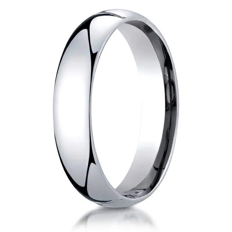 10K white gold 5mm. high polish Benchmark-Plain-Dome-Comfort-Fit-Wedding-Band - alternate view 6
