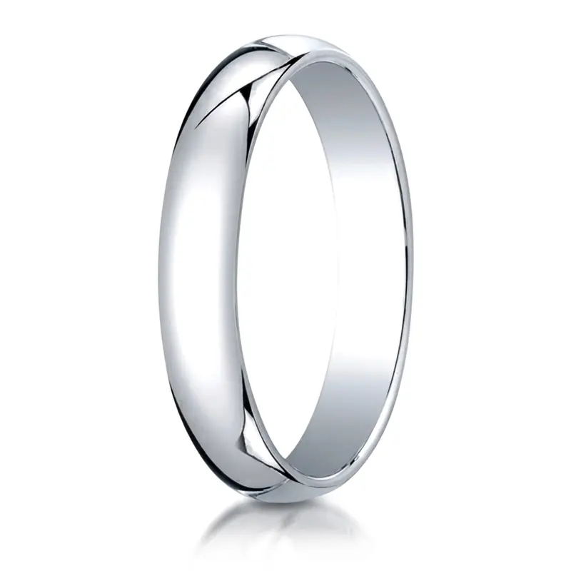 10K white gold 4mm. high polish Benchmark-Plain-Half-Round-Dome-Wedding-Band - main view