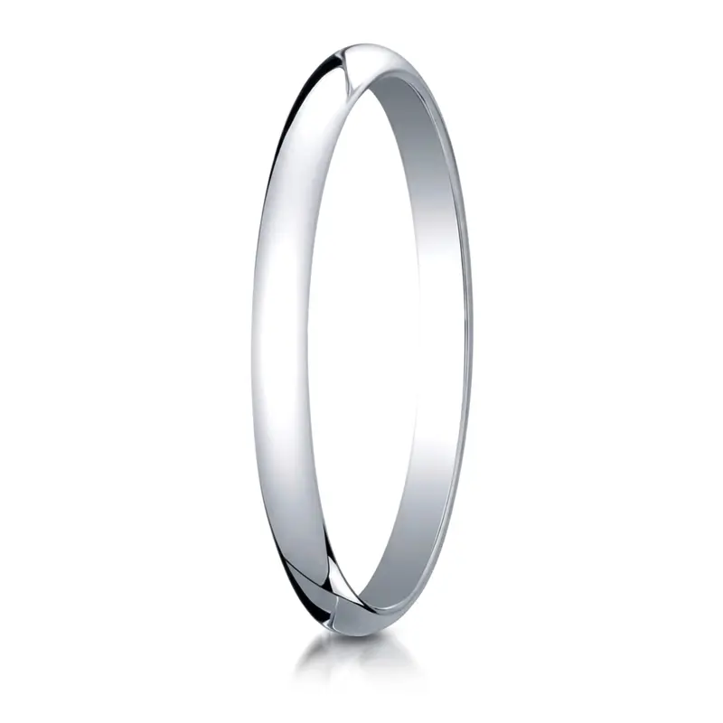 10K white gold 2mm. high polish Benchmark-Plain-Half-Round-Dome-Wedding-Band - alternate view 2