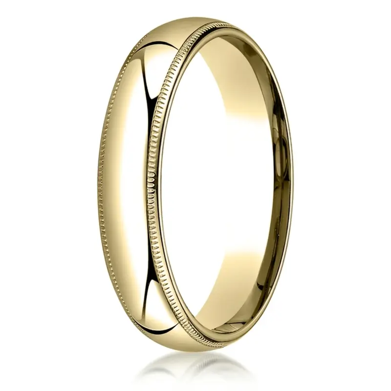 10K yellow gold 5mm. high polish Benchmark-Plain-Dome-Milgrain-Comfort-Fit-Wedding- - alternate view 5