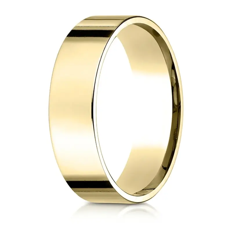 14K yellow gold 6mm. high polish Benchmark-Plain-Flat-Comfort-Fit-Wedding-Band - alternate view 2
