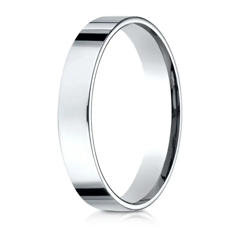 14K white gold 4mm. high polish Benchmark-Plain-Flat-Comfort-Fit-Wedding-Band - main view