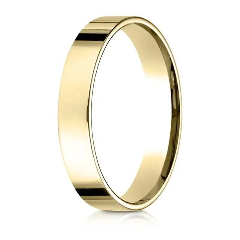 14K yellow gold 4mm. high polish Benchmark-Plain-Flat-Comfort-Fit-Wedding-Band - alternate view 3