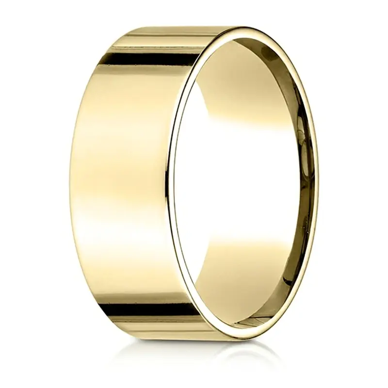 14K yellow gold 8mm. high polish Benchmark-Plain-Flat-Comfort-Fit-Wedding-Band - alternate view 6