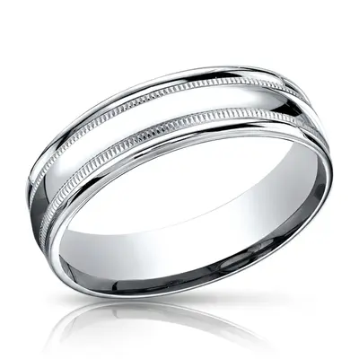 Light Comfort High Polished with Milgrain Round Edge Carved Design Band - view 3 of 6