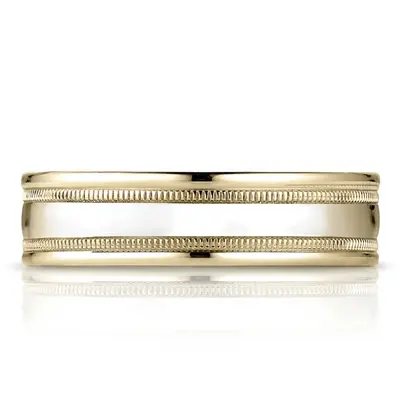 Light Comfort High Polished with Milgrain Round Edge Carved Design Band - view 5 of 6