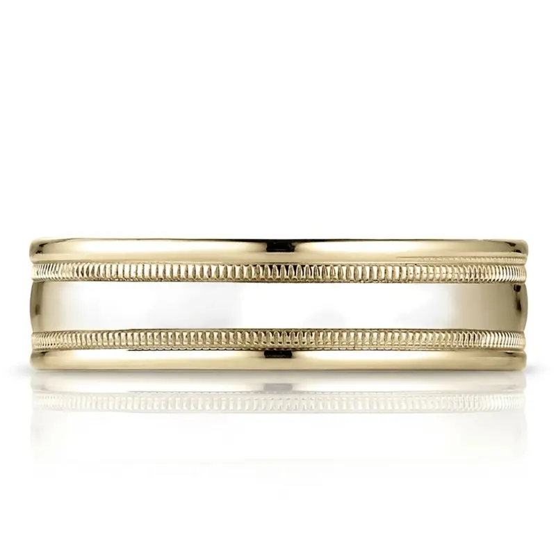 14K yellow gold 6.5mm high polish Light-Comfort-High-Polished-with-Milgrain-Round - alternate view 5