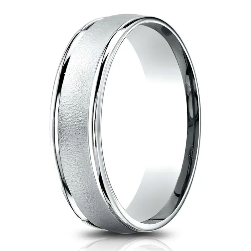 14K white gold 6.5mm wire matte Light-Comfort-Wired-Finished-High-Polished-Round - main view