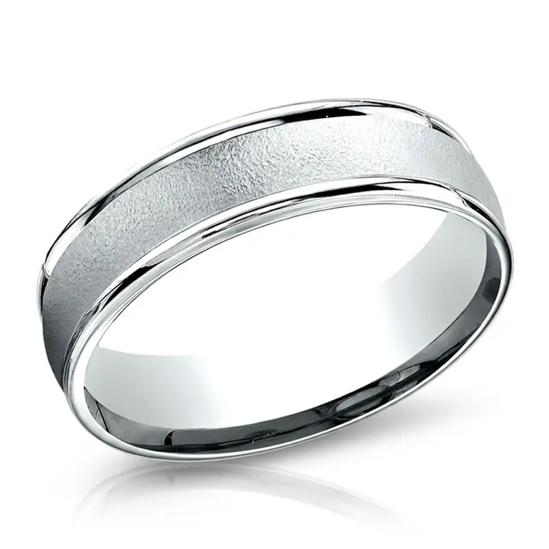 14K white gold 6.5mm wire matte Light-Comfort-Wired-Finished-High-Polished-Round - alternate view 5