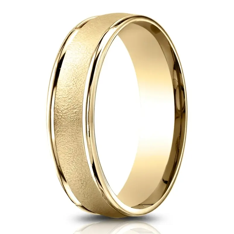 14K yellow gold 6.5mm wire matte Light-Comfort-Wired-Finished-High-Polished-Round - alternate view 2
