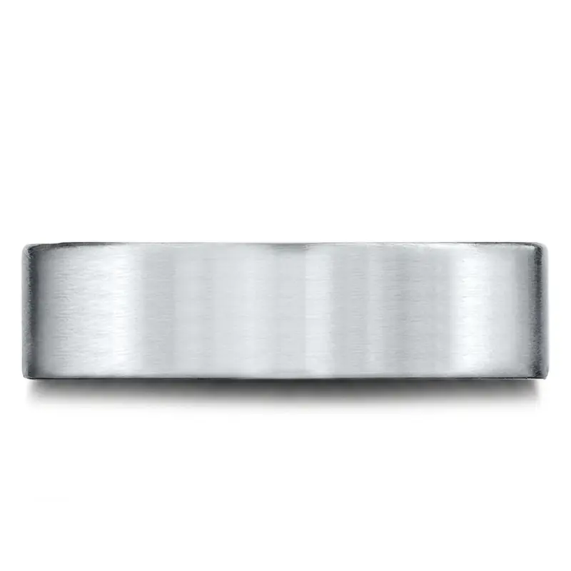 14K white gold 6.5mm satin Light-Comfort-Satin-Finished-Carved-Design-Band - alternate view 5
