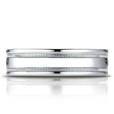 Light Comfort High Polished with Milgrain Round Edge Carved Design Band - view 4 of 6
