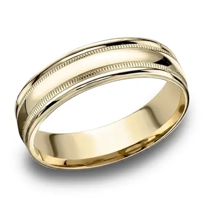 Light Comfort High Polished with Milgrain Round Edge Carved Design Band - view 6 of 6