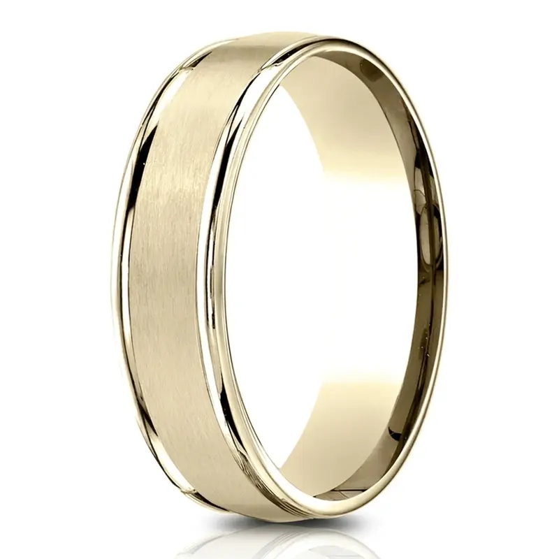 14K yellow gold 6.5mm satin Light-Comfort-Satin-Finish-High-Polished-Round - main view