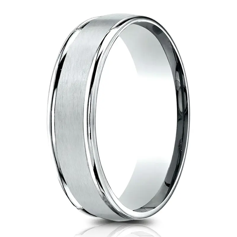 14K white gold 6.5mm satin Light-Comfort-Satin-Finish-High-Polished-Round - alternate view 2
