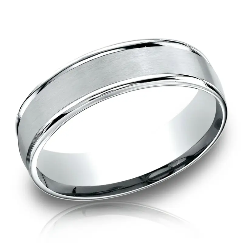 14K white gold 6.5mm satin Light-Comfort-Satin-Finish-High-Polished-Round - alternate view 3