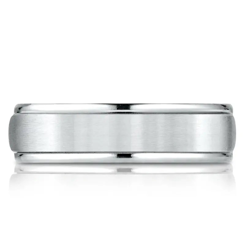 14K white gold 6.5mm satin Light-Comfort-Satin-Finish-High-Polished-Round - alternate view 5