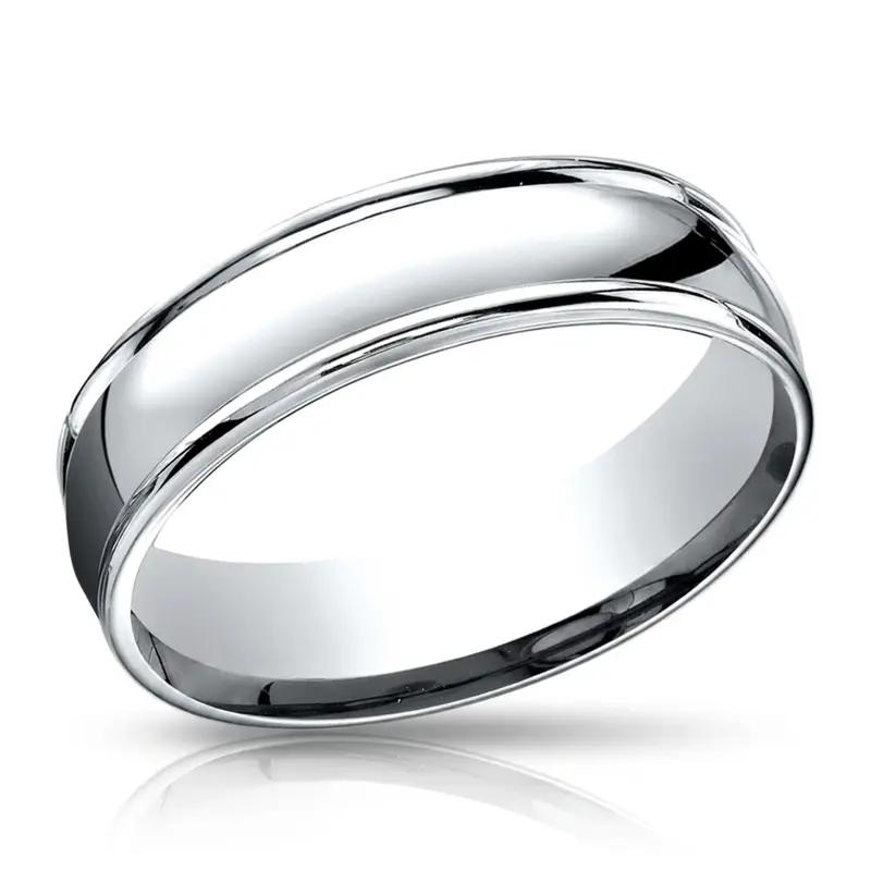 14K white gold 6.5mm high polish Light-Comfort-High-Polish-Finish-Round-Edge-Design - alternate view 3