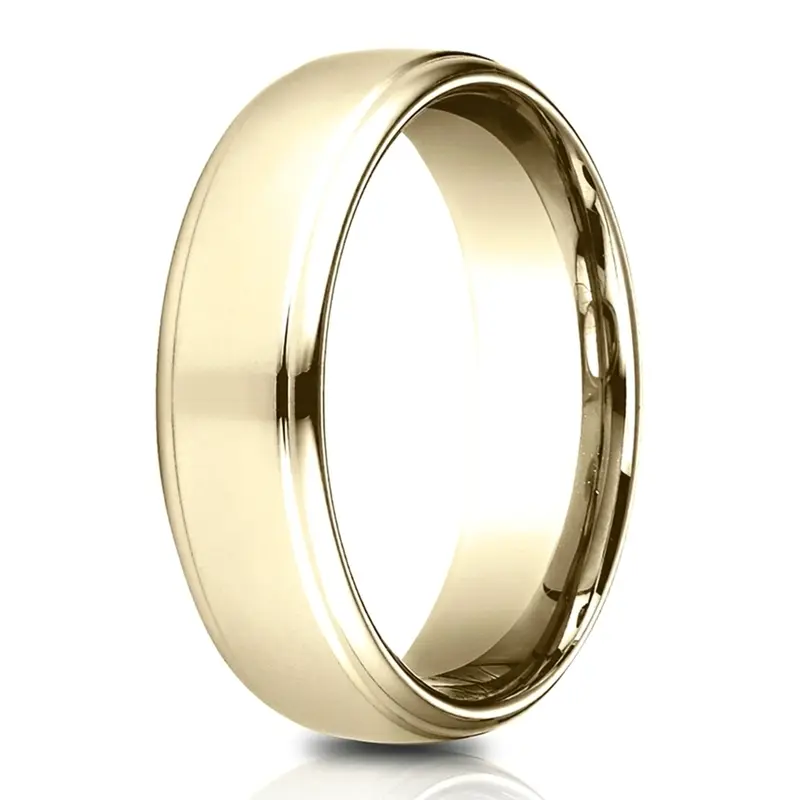 14K yellow gold 6.5mm high polish Light-Comfort-65mm-Drop-Edge-High-Polish-Design - main view