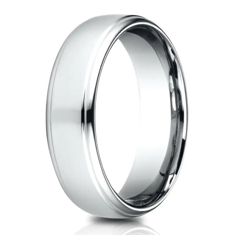 14K white gold 6.5mm high polish Light-Comfort-65mm-Drop-Edge-High-Polish-Design - alternate view 2