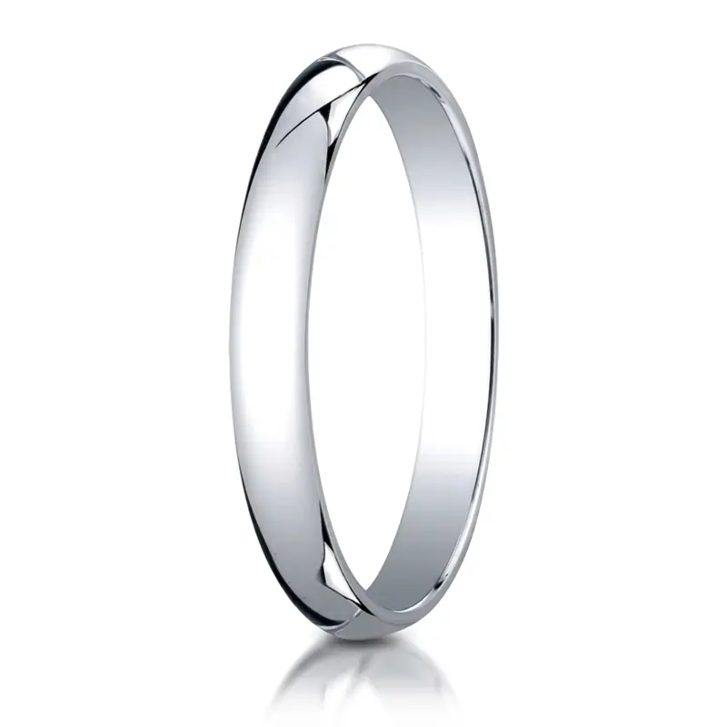 10K white gold 3mm. high polish Benchmark-Plain-Half-Round-Dome-Wedding-Band - alternate view 4