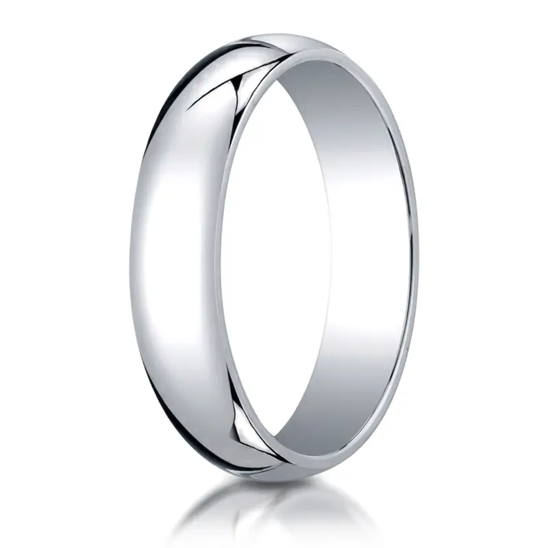 10K white gold 5mm. high polish Benchmark-Plain-Half-Round-Dome-Wedding-Band - alternate view 6