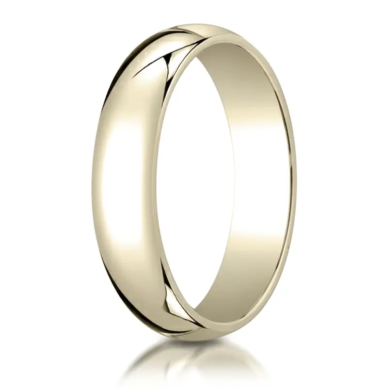 10K yellow gold 5mm. high polish Benchmark-Plain-Half-Round-Dome-Wedding-Band - alternate view 8