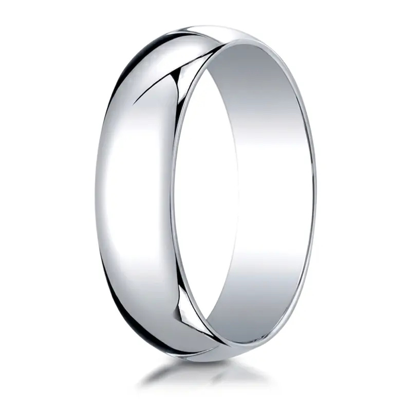 10K white gold 6mm. high polish Benchmark-Plain-Half-Round-Dome-Wedding-Band - alternate view 9