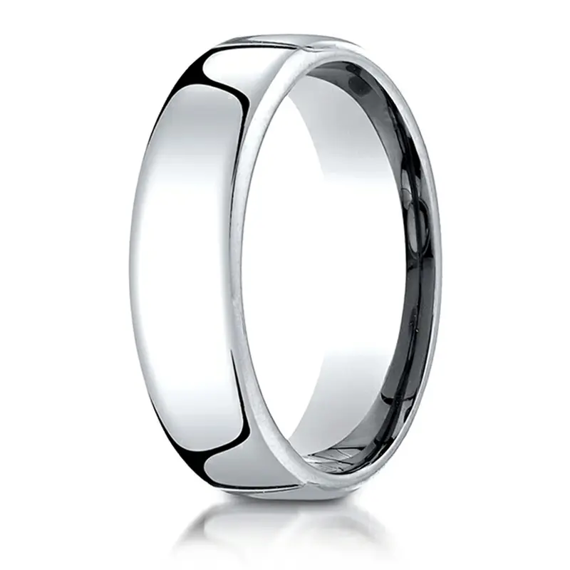 10K all white gold 6.5mm high polish Benchmark-Plain-European-Comfort-Fit-Wedding-Band - alternate view 5