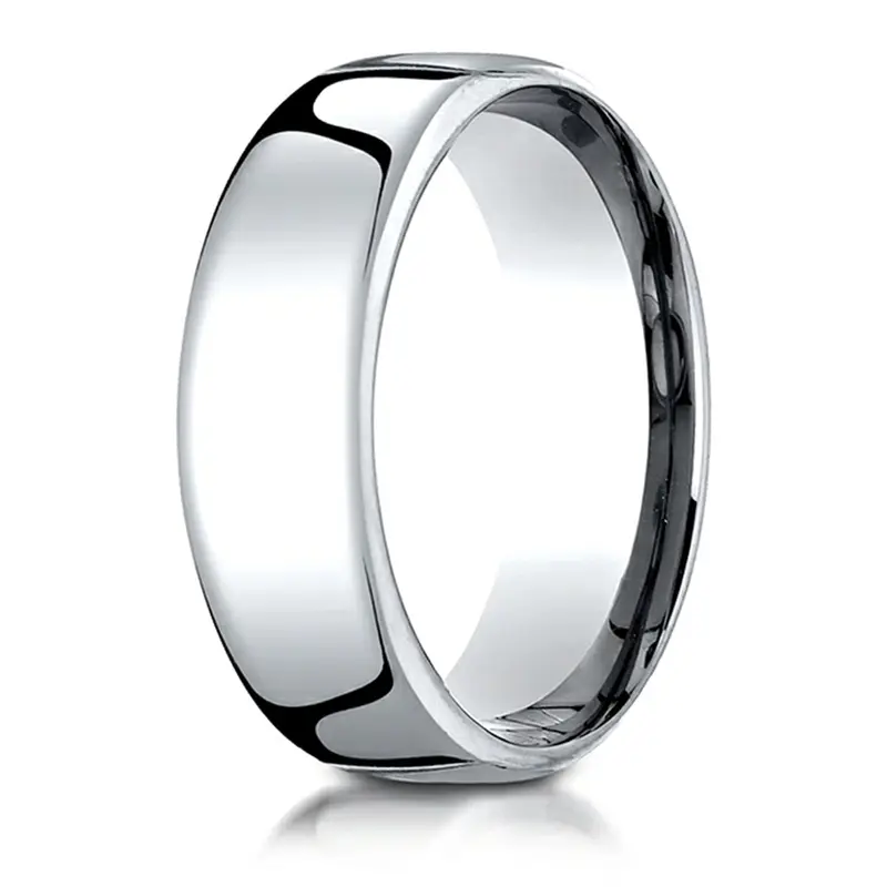 10K all white gold 7.5mm. high polish Benchmark-Plain-European-Comfort-Fit-Wedding-Band - alternate view 10