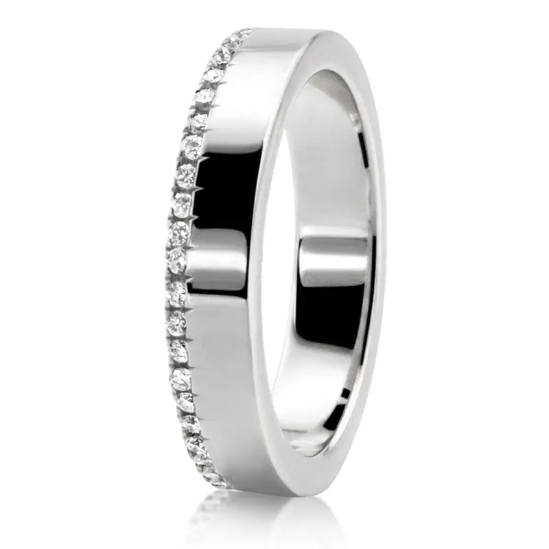 14K white gold 4mm. shiny finish Radiant Line Diamond Wedding Ring - main view