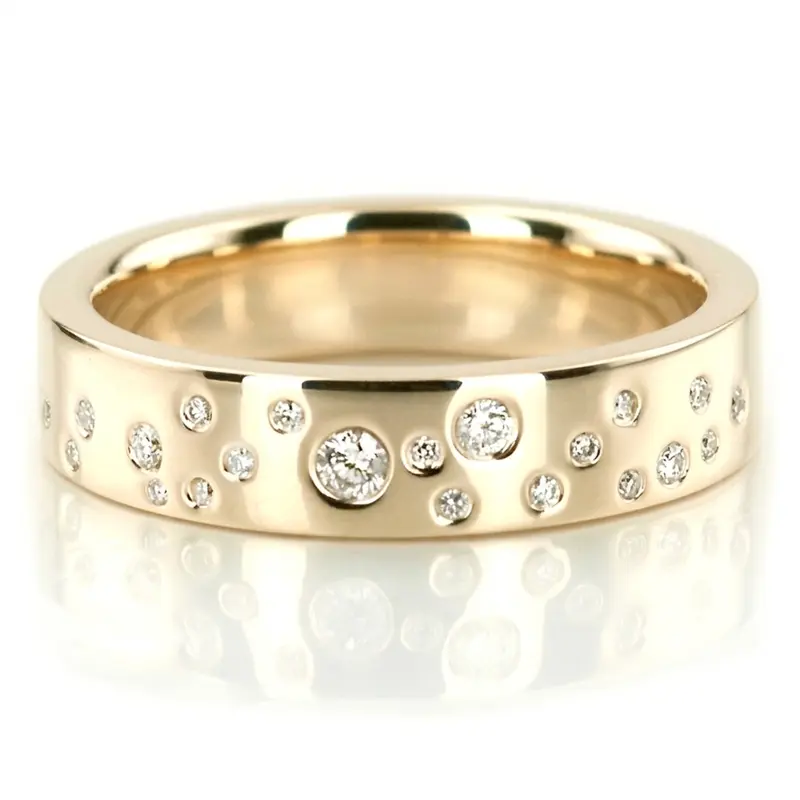 10K yellow gold 5mm. high polish Bright-Lights-Diamond-Wedding-Band - alternate view 2
