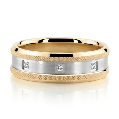 Milgrain Sculpted Two-Tone Diamond Wedding Ring alternate view