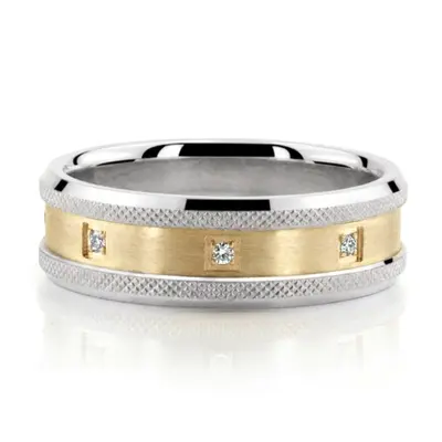 Milgrain Sculpted Two-Tone Diamond Wedding Ring - view 3 of 5