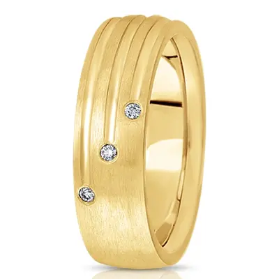Triple Incised Diamond Wedding Ring  - view 4 of 6