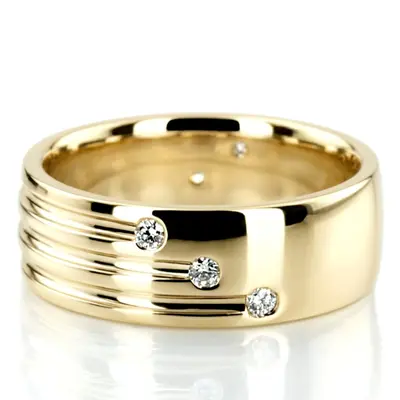 Triple Incised Diamond Wedding Ring  alternate view