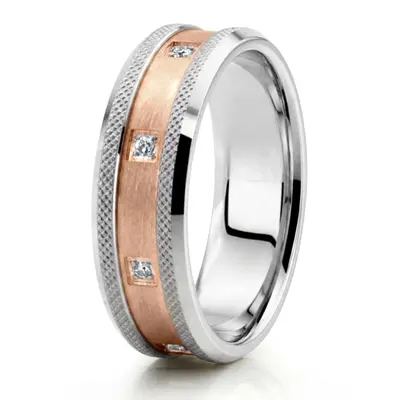 Milgrain Sculpted Two-Tone Diamond Wedding Ring - view 5 of 5