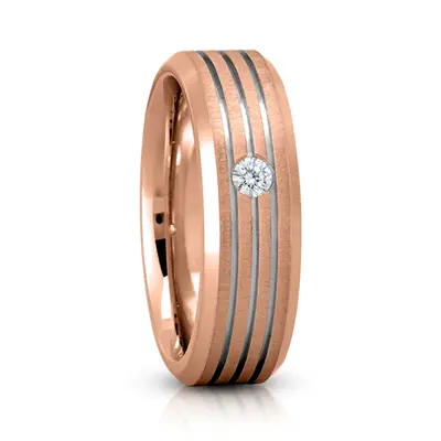 Line Cut Solitaire Diamond Wedding Band - view 7 of 8