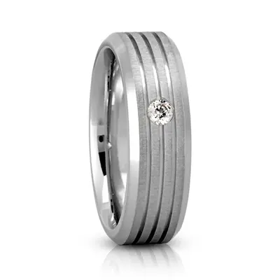 Line Cut Solitaire Diamond Wedding Band - view 2 of 8