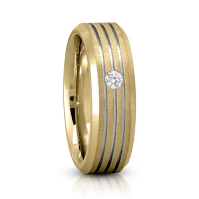 Line Cut Solitaire Diamond Wedding Band - view 1 of 8