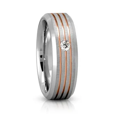 Line Cut Solitaire Diamond Wedding Band - view 6 of 8