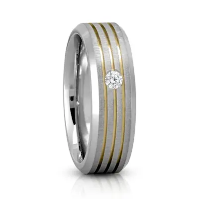 Line Cut Solitaire Diamond Wedding Band - view 5 of 8