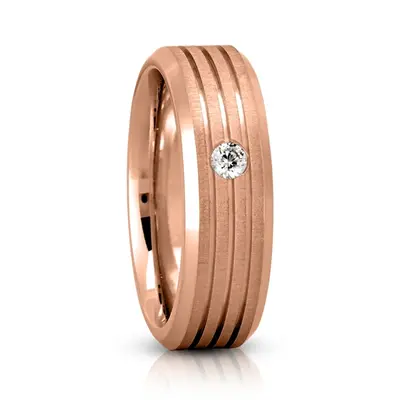 Line Cut Solitaire Diamond Wedding Band - view 4 of 8