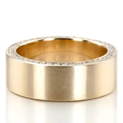 10K yellow gold 8.5mm. satin diamond-classic-round-cut-wedding-band - alternate view 4 thumbnail