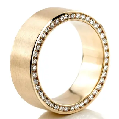 10K yellow gold 8.5mm. satin diamond-classic-round-cut-wedding-band - alternate view 5 thumbnail