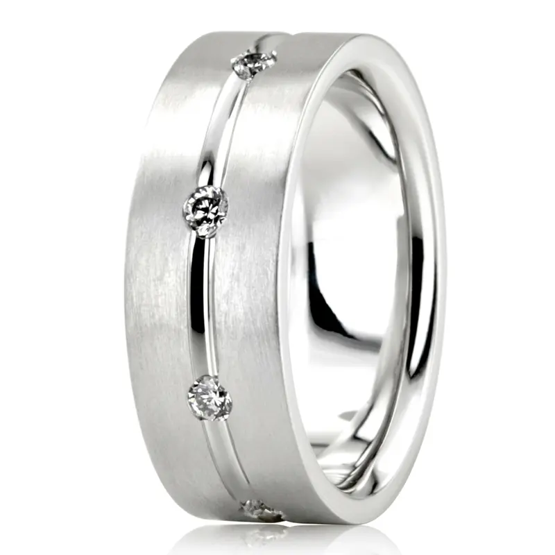 10K white gold 7mm. satin diamond-wedding-ring - alternate view 4