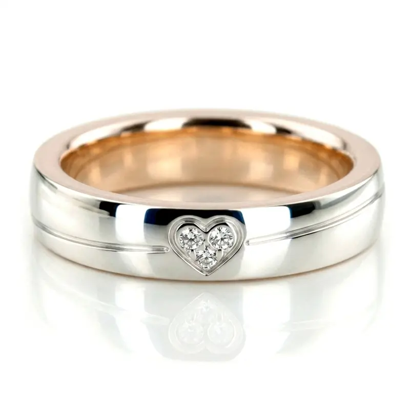 10K same as picture gold 4mm. high polish Color-Duo-Contemporary-Wedding-Ring - main view