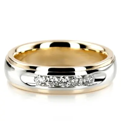 Channel Set Step Edge Round Diamond Ring
